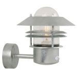 Nordlux Blokhus Wandleuchte Stahl und Glas Grau | IP54 - Bewegungs- und Lichtsensor - Geeignet für E27