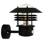 Nordlux Vejers Wandleuchte Metall und Glas Schwarz | IP54 - Geeignet für E27 - Bewegungs- und Lichtsensor