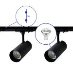 Komplettset 1-Phasen Rail 1 Meter Schwarz | incl. 2x Spot + GU10 2700K 3W Dimmbar + Abschlusskappe, Stromanschluss