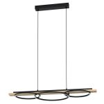 Eglo Pendelleuchte Boyal Holz Schwarz, Braun 40.5W 3600lm - 830 Warmweiß | Dimmbar