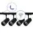 Komplettset 1-Phasen Rail L 1 x 1 Meter Schwarz | incl. 4x Spot + GU10 2700K 3W Dimmbar + Abschlusskappe, Stromanschluss und L -Verbinder