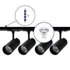 Komplettset 1-Phasen Rail 1 Meter Schwarz | incl. 4x Spot + GU10 2700K 3W Dimmbar + Abschlusskappe, Stromanschluss