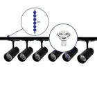 Komplettset 1-Phasen Rail 2 Meter Schwarz | incl. 6x Spot + GU10 2700K 3W Dimmbar + Abschlusskappe, Stromanschluss und I-Verbinder