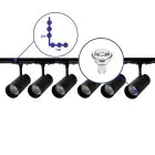 Komplettset 1-Phasen Rail L 1 x 2 Meter Schwarz | incl. 6x Spot + GU10 2700K 3W Dimmbar + Abschlusskappe, Stromanschluss und L -Verbinder