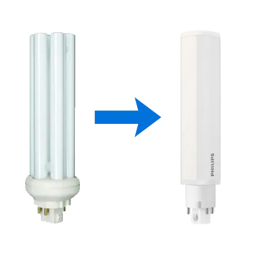 links Energiesparlampe, rechts LED PL-C